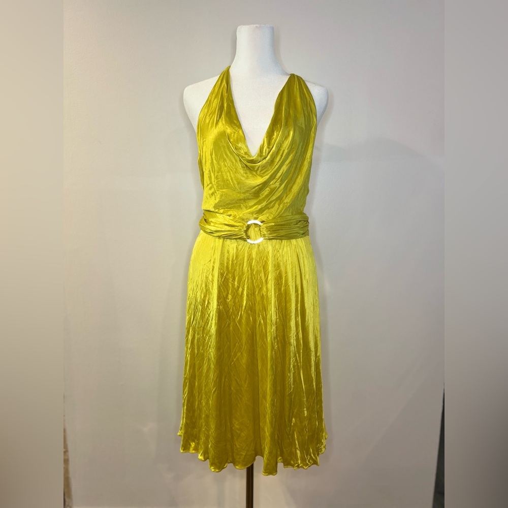 Versace Vintage Yellow Halter Medusa Dress